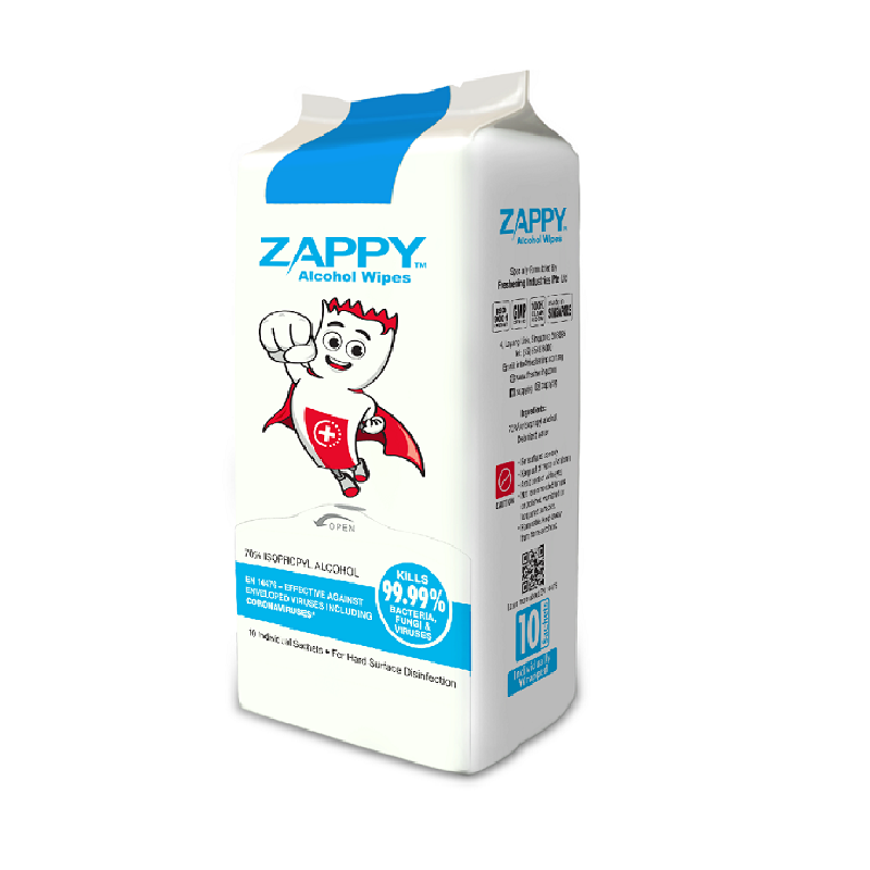 Zappy Boy 70% Isopropyl Alcohol Wipes 10's | Tan Tock Seng