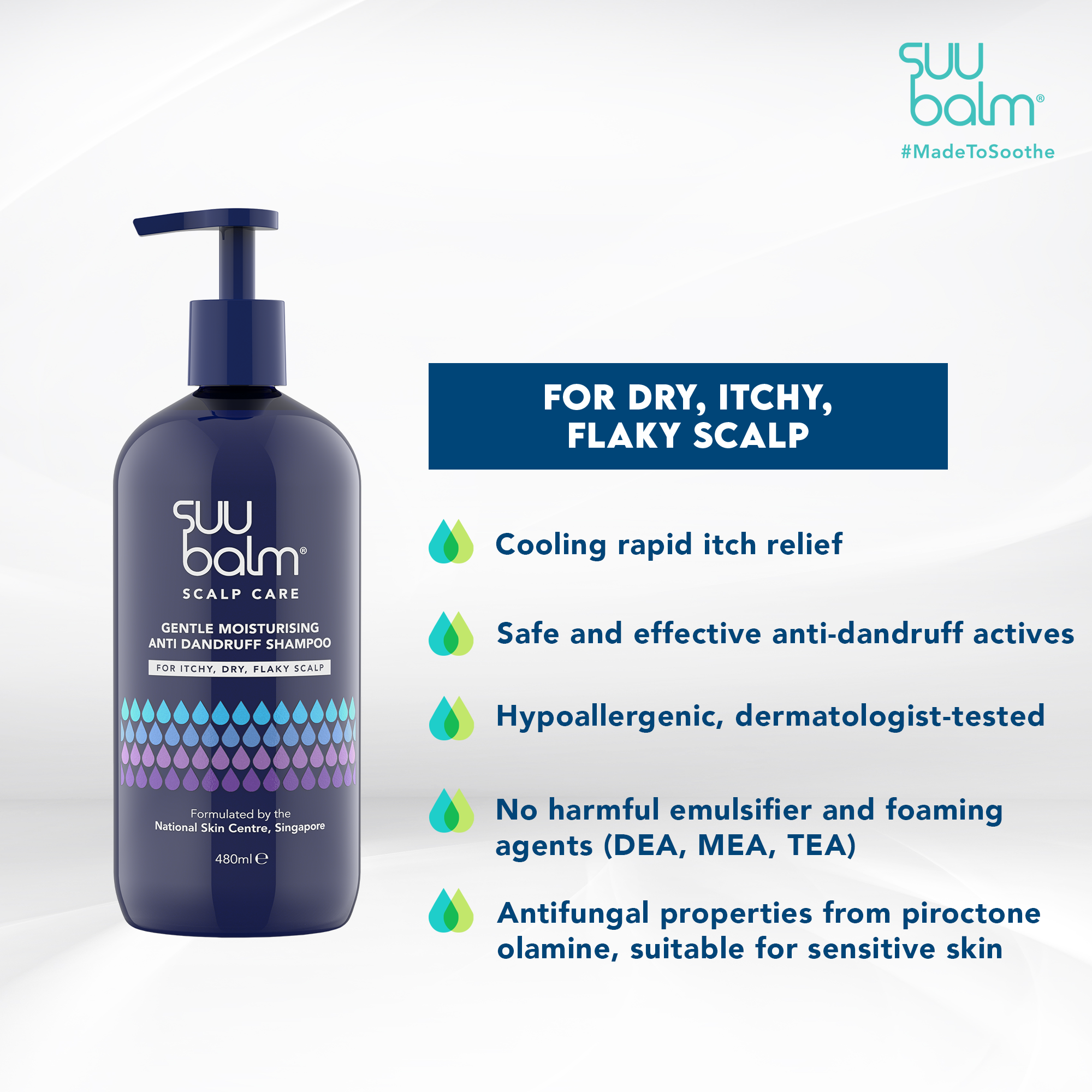 Suu Balm Gentle Moisturising Anti Dandruff Shampoo 480ml | Tan